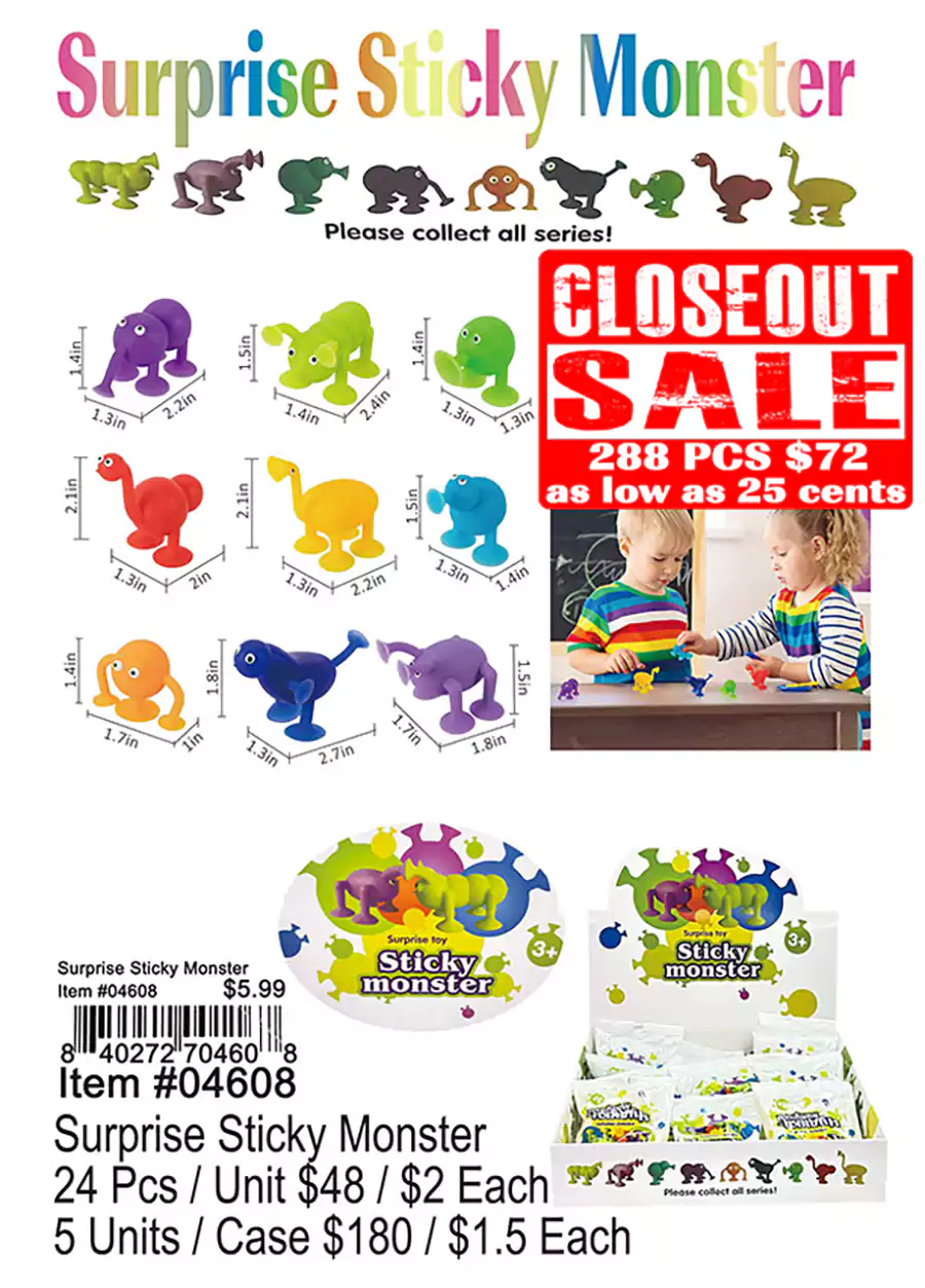 Surprise Sticky Monster - Closeout 288 Pcs.